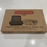 New Unopened Granite Ware Bake, Broil, And Grill Pan, 3-PIECE Set Pc Black. Fixed Price $14.00.