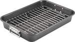 Bakeware Nonstick Steel Roaster With Flat Rack, 11-INCH X 15-INCH, Gray. Fixed Price $71.99.