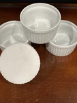 French Ramekins Souffle Ribbed White Porcelain Set Of 4 Oven Table. Fixed Price $39.00.