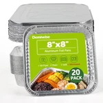 Pans 20 Pack 8X8 Heavy Duty Disposable With Lids Silver Aluminum Demiwise Square. Fixed Price $35.99.