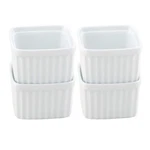 Hic Kitchen Square Souffle Ramekin Set, Fine White Porcelain, 5-OUNCE, Of 4. Fixed Price $19.43.