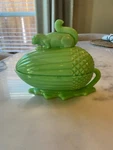 1990 Martha Stewart / Le Smith Jadeite Squirrel On Acorn Covered Dish *near Mint. Fixed Price $150.00.