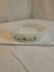 Vintage Glasbake J2429 8" Round Green Daisy Cake Pan Baker. Fixed Price $12.00.
