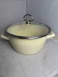 Vintage Chantal 21 White Enamel Steel Pot With Clear Glass Lid Quart 9 X4.5. Fixed Price $55.00.