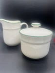 Arklow Honey Stone Sugar Creamer Set Ireland Light Green Trim Euc. Fixed Price $23.48.