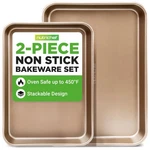 Nutrichef Cookie Sheets For Baking, Nonstick Carbon 2-PIECE Set, Gold. Fixed Price $27.99.