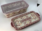 Temptations Old World Loaf Pan 1 Quart Red Lid Underplate. Fixed Price $21.99.