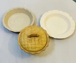 Lot Of 3 (1) Bell Ceramics Dish Bradshaw Good Cook & Wordware Pie Plate. Fixed Price $21.00.