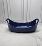 Rachael Ray Glazed Stoneware Blue Oval Casserole Baking Dish Handles 1.25 Q. Fixed Price $13.99.