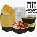 Mini Cake Pans With Lids And Spoons 10 Oz 50 Pack Individual Small Aluminum. Fixed Price $38.06.