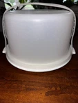 Tupperware #684 Tall 10" Cake Taker Sheer With Firework Speckle Base. Fixed Price $24.95.