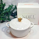 Le Creuset Noel 24OZ White Cocotte Christmas Tree Relief Gold Star Holiday Knob. Fixed Price $64.50.