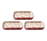 Temp-tations Floral Lace Set Of (3) Stoneware Micro Bakers In Red. Fixed Price $29.99.