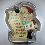 Vintage 1995 Wilton Santa Checking List Aluminum Cake Mold Pan 2105-3323. Fixed Price $11.99.
