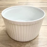 Pillivuyt France White Porcelain Pleated Souffle Dish 6.5 Inch Round Baker 48OZ. Fixed Price $25.00.