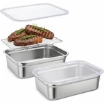 Stainless Steel Food Container With Lid Rack Roasting Baking Pan Cake Wit.... Fixed Price $47.87.