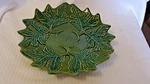 Green Serving Plate With Embossed Leaves California Pottery 373-372. Fixed Price $80.00.