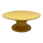 Tag Ceramic Pedestal Cake Stand Pie Plate Yellow Scalloped Edge 13-3/8. Fixed Price $24.00.