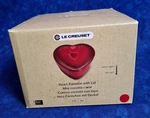 Creuset Cerise Red Petite Heart Casserole Mini Cocotte 8OZ Ramekin Nib. Fixed Price $44.95.