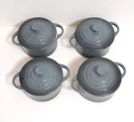 4 Ceramic Cocottes W/ Lids Bel Fer Gray By Dwell Six. Limited Edition Never Used. Fixed Price $32.00.