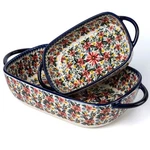 Onecci Baking Dish Ceramic Pan Blue Casserole Exotic Daisy. Fixed Price $79.37.