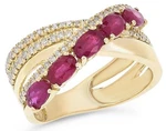 1.86CT Diamond & Aaa Ruby 14K Yellow Gold Round Oval Criss Cross Infinity Ring. Fixed Price $2816.53.