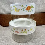 Set Of 2 Corelle Pyrex Spring Bouquet Glass Storage Containers With Plastic Lids. Fixed Price $15.99.