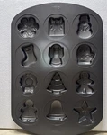 Wilton Christmas Holiday Cookie Pan 12-CAPAITY Brownie Mold Santa Tree (L6). Fixed Price $7.49.