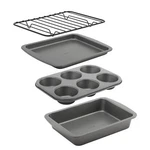 4-PIECE Nonstick Steel Toaster Oven Set With Sheet Pan, Rack, Cake And Muff. Fixed Price $22.65.