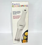 Salton Electric Cookie Press CKM25 W 12 Stainless Steel Discs & 3 Filler Tips. Fixed Price $59.99.