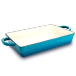 Crock Pot Artisan 13" Enameled Cast Iron Lasagna Pan In Teal Ombre. Fixed Price $72.46.