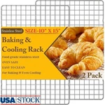 Stainless Steel Cooling Rack Oven Safe Durable Baking Non Stick Grid Design 2PC. Fixed Price $11.68.