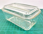 Pyrex #502-B Vintage Refrigerator Dish With 502-C Ribbed Glass Lid Clear. Fixed Price $22.49.