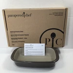 Pampered Chef Stoneware Small Gray Rectangle Baker 1421 6X9 Grey. Fixed Price $64.99.