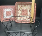 3PC Temp-tations World Cranberry 8" Baking Dish Trivet Wire Rack Holder. Fixed Price $19.99.
