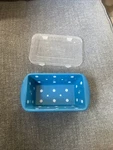 Temptations By Tara Polka Dot Mini Loaf Pan 12 Oz. Ovenware With Plastic Lid. Fixed Price $11.99.