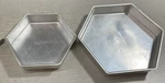 Two Vintage Wilton Hexagon Cake Pans # 502-1239 502-1247 12& 1/2X2". Fixed Price $25.00.