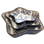 Cake Pans Tara Floral Lace Shaped Cobalt Blue Temptations 3 Nesting Ceramic. Fixed Price $62.90.