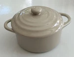 Martha Stewart Baking Dish Mini Casserole 5" Lid Handles Stoneware Grey White. Fixed Price $12.00.