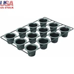 12 Cup Nonstick Mini Popover Pan Airy Fluffy Baking Tool Oven Safe Cookware New. Fixed Price $23.47.