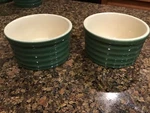 Emile Henry Set Of 2 Modele Depose 10.66 Ribbed Custard Ramekins Green France. Fixed Price $34.99.