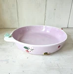 Anthropologie Flowers & Bugs Butterfly Pink 9.75"/12.25" Baking Pie Dish. Fixed Price $48.00.