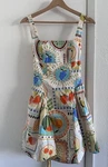 Moon River Fruit Tile Mini Dress Corset Poplin Spring Summer Picnic Table. Fixed Price $40.00.