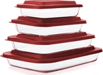 8-PIECE Deep Glass Baking Dish Set With Plastic Lids,rectangular Bakeware. Fixed Price $55.52.