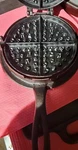 Vintage Cast Iron Waffle Maker, Size 7-8, No Name. Fixed Price $130.00.