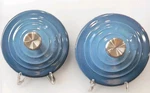 Creuset Mini Cocotte Lid Only Azure Blue 4IN 8OZ Stainless Knob Lot Of 2. Fixed Price $60.00.
