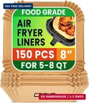 Air Fryer Liners Disposable, 150PCS 8" Square Food Grade Material Unbleached. Fixed Price $15.36.