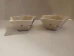 2 Longaberger Pottery Woven Traditions Classic Red Small Star 4" Dish Usa. Fixed Price $19.99.