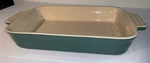 Creuset 10 Green Stoneware Baking Dish Rectangle Freezer Oven. Fixed Price $39.99.