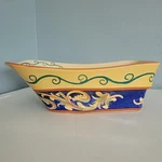 New Pfaltzgraff Villa Della Luna Bowl Wheelbarrow Serving Dish Yellow, Blue. Fixed Price $39.99.